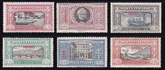 Italiaans Eritrea 1924 - Alessandro Manzoni, complete set of 6 values. With certificate. - sassone 71/76