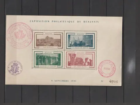 Frankrijk 1945 - Rare numbered Beauvais exhibition sheet