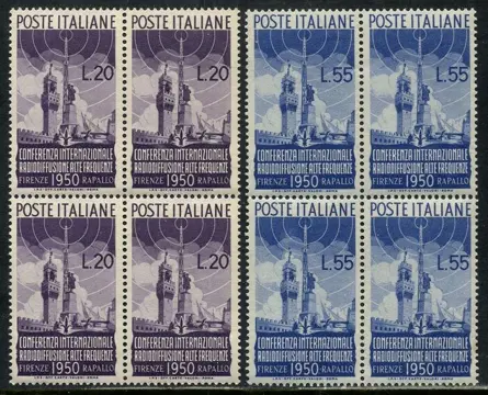 Italiaanse Republiek 1950 - ‘Radiodiffusione’, 2 values in block of four. - Sassone 623/624