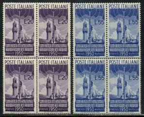 Italiaanse Republiek 1950 - ‘Radiodiffusione’, 2 values in block of four. - Sassone 623/624