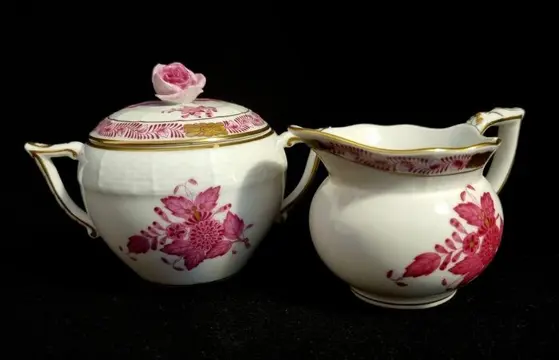 Herend - Apponyi Paarse Melkkan &amp; Suikerpot (2) -