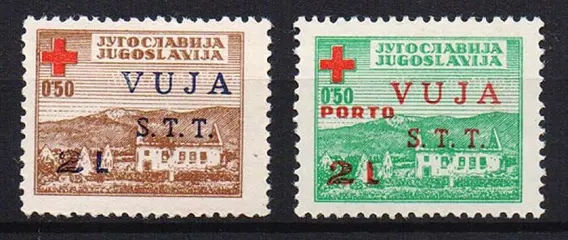 Triëst - Zone B 1948 - Pro Croce Rossa due valori - Sassone N. 4, 5