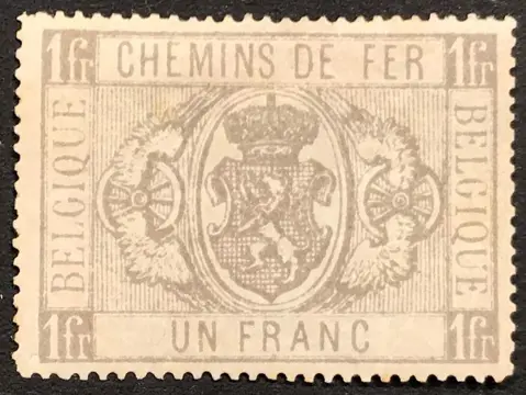 België 1879/1882 - Spoorwegzegel Rijkswapen - 1e emissie - 1 franc Grijs - Mooie Centrage - OBP TR6