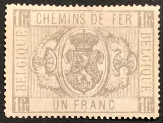 België 1879/1882 - Spoorwegzegel Rijkswapen - 1e emissie - 1 franc Grijs - Mooie Centrage - OBP TR6