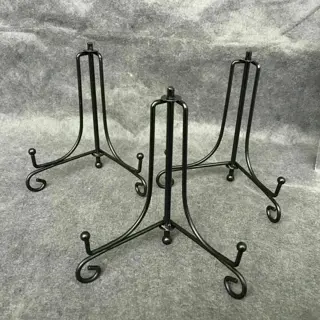 Mooi zwart gelakte metalen fossielstandaard.