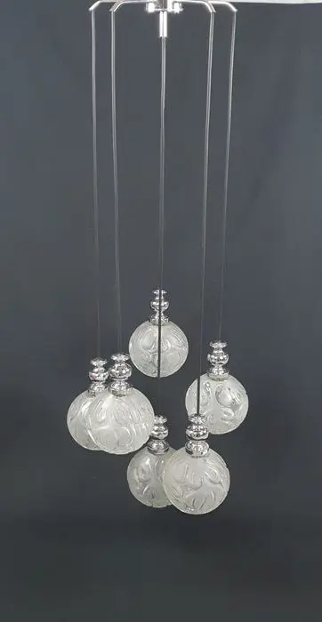 Hanglamp, Kroonluchter (1) - Kaskadenlampe Chrom Space Age