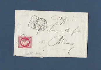 Frankrijk - Magnifique lettre à destination de Tarbes, avec 1 timbre de 80c carmin clair n°17 A - catalogue Yvert&Tellier édition 2021