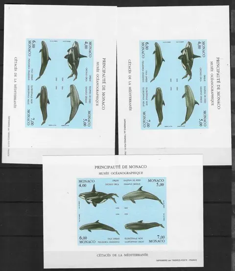 Monaco 1994 - Marine environment - imperforate. - Yvert blocs n°64a x 3 exemplaires