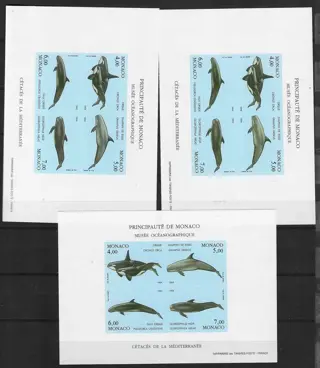 Monaco 1994 - Marine environment - imperforate. - Yvert blocs n°64a x 3 exemplaires