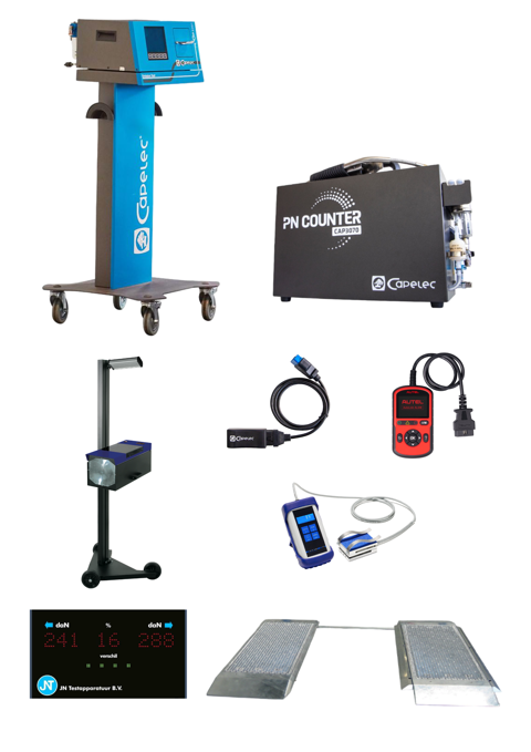 JN APK set benzine en diesel deeltjesteller Capelec roetfilter remtestbank