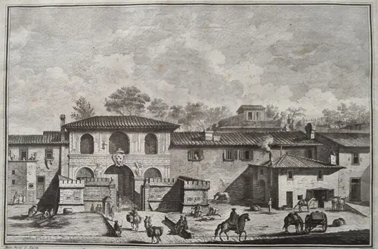 Italië, Toscana, Livorno; Bartolomeo Nerici - Veduta della Porta a Pisa di Livorno - 1781-1800