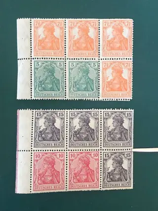 Duitse Rijk 1919 - Germania : 2 opeenvolgende Postzegelblaadjes - Michel HB 21/22