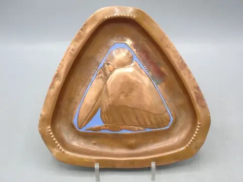 B.W. - Art Deco koperen vide poche met geëmailleerde