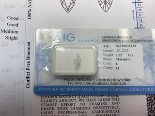 1 pcs Diamanten - 0.52 ct - Markies - F - P3