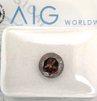 Diamant - 1.02 ct - Rond - Fancy Deep Orange Brown - P2