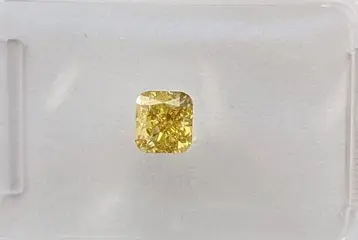 Diamant - 0.38 ct - Cushion - fancy levendig geel - SI2, No