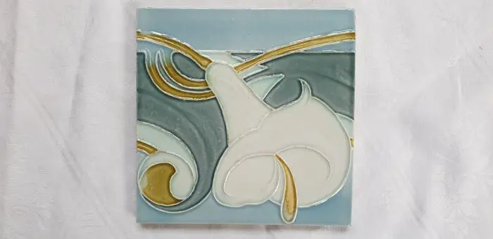 Le Glaive - Art Nouveau tegel (15,2 x 15,2 cm) met daarop