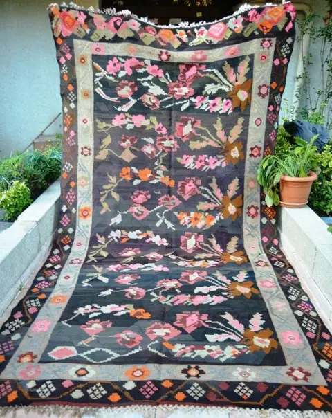 Vintage - Hand Woven - Karabakh Kilim-. - Vloerkleed - 370