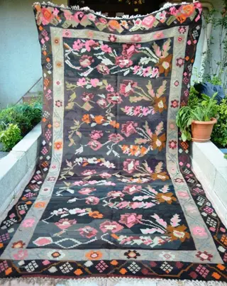 Vintage - Hand Woven - Karabakh Kilim-. - Vloerkleed - 370