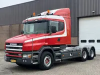 Scania T 124G 420 / 6x4 / Manual / Retarder / Full steel / Torpedo - Hauber / NL Truck HT1246