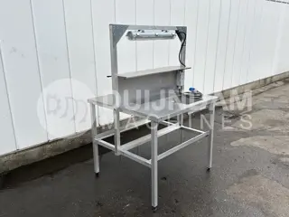 Werktafel Roestvrij staal, dubbelzijdig, met verlichting, 100 x 100 cm