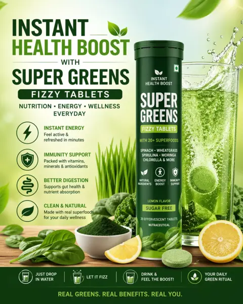 Instant Health Boost with Super Greens Fizzy Tablets - Hertfordshire