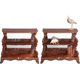 Antieke Sidetables  / Stel van 2 museale wandtafels  gesigneerd