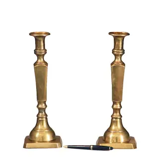 Antieke kandelaren / Stel van 2 Engelse candlesticks 18e eeuw