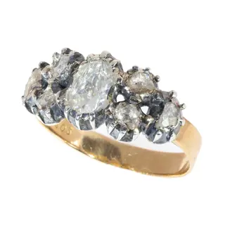 Foil Backed Georgian Diamond Ring with Seven Rose Cuts, Circa 1830
