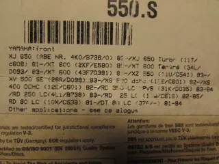 REMBLOKKEN VOOR Yamaha XT 600 1984 - 1990