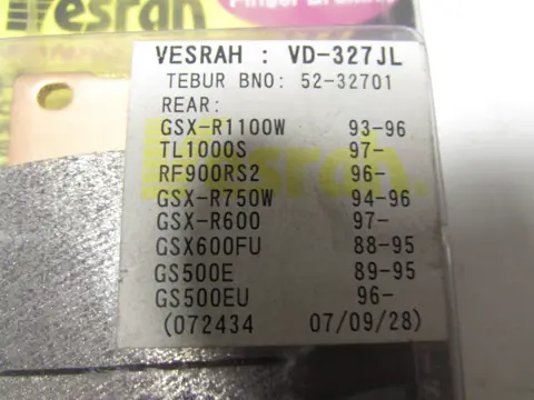 REMBLOKKEN ACHTER Suzuki GSX R 1100 1993 - 1994 / 1995 -