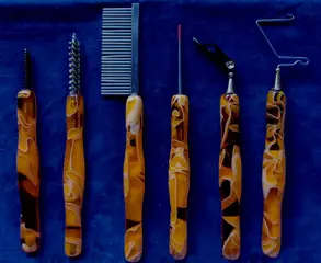 Complete set van 6 ergonomische vliegbind gereedschap (oranje