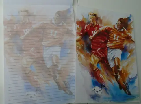 SCHRIJFBLOK VOETBAL A4 GELIJND PAPIER MET DECOR.