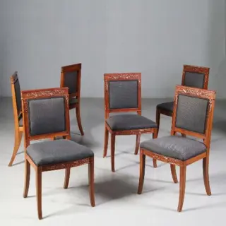6 Louis Philipe stoelen  mahonie incl stoffering naar wens  ca 1835