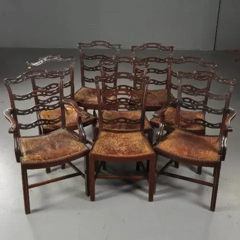 8 mahonie ladderbacks bekleding naar wens Norman &amp; Stacey 1910