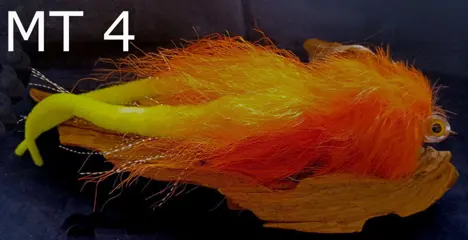 Set E van 5 stuks Dubbele Magnum Dragon Tail snoekstreamers van circa 23 cm
