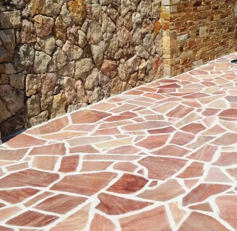 Brasil Rosso flagstone / breuksteen