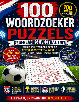 100 woordsearch puzzels over het Nederlands voetbal