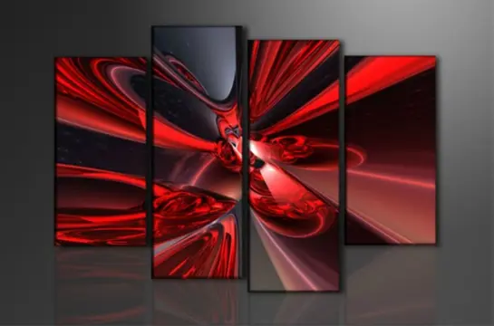 Nieuw canvas schilderij 4-luik Fantasie Rood 130 x 80 cm