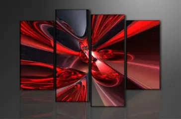 Nieuw canvas schilderij 4-luik Fantasie Rood 130 x 80 cm