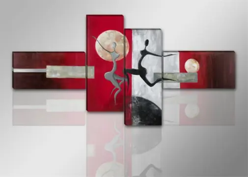 Nieuw canvas schilderij 4-luik Dancing Rood 195 x 80 cm