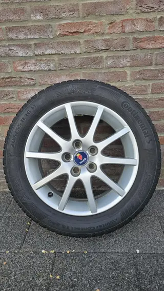 Set originele lichtmetalen 16 inch velgen voor Saab 9-3 / 9-5 met goede Continental banden