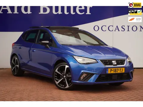 Seat Ibiza 1.0 EcoTSI FR Plus+Led+Pano-dak+navi+Camera+vitrual+camera+Leder+18"lmv+stoel-verw = NIEU