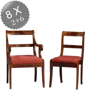 8 antieke stoelen nieuwe stof naar keus  Frankrijk ca 1925 mahonie  2 met armeuningen