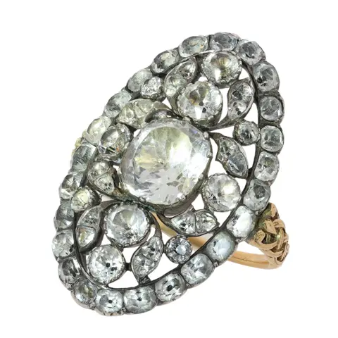 Antique late 18th century Portuguese ring with stones traditionally described as Minas Novas