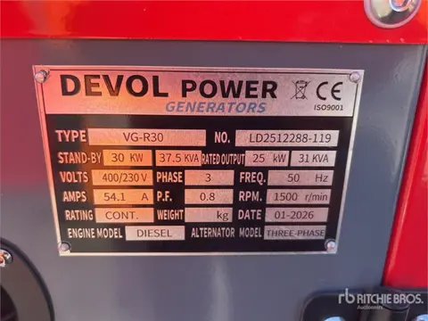 Devol VG-R30 Skid-Mounted Generator Set (Unused) (bj 2026)
