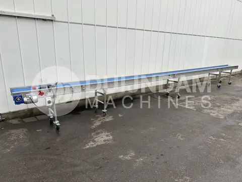 Transportband roestvrij staal 970 x 40 cm met wielen