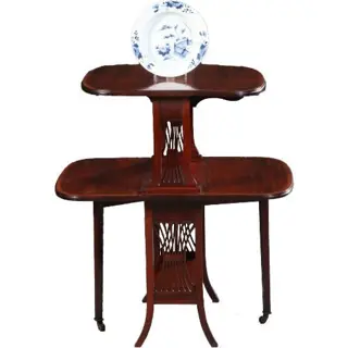 Engelse salontafel / dubbele Sutherland table ca 1900  mahonie, satijn- en palmhout