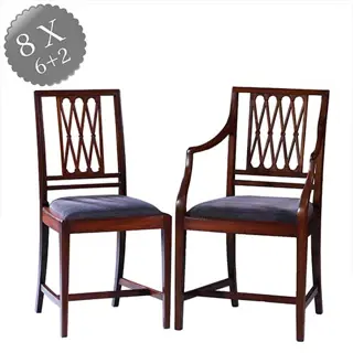 Stel van 8 antieke stoelen ca 1890 2 met armleuningen incl. herstoffering naar wens