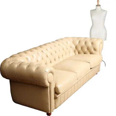 Vintage Chesterfield bank 3 Seater creme soft seat